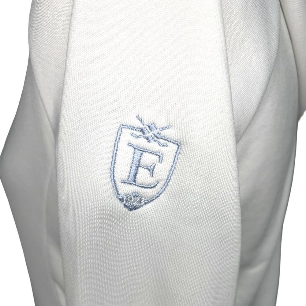 ADIDAS White/Blue Climalite Zip Front 3/4 Sleeve Hood Jacket Pockets Size Small - Picture 7 of 12